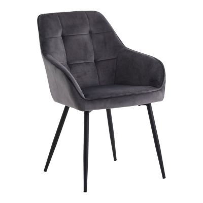 Scaune de dining gri cu cotiere 2 buc. din catifea Nolan Square – Unique Furniture