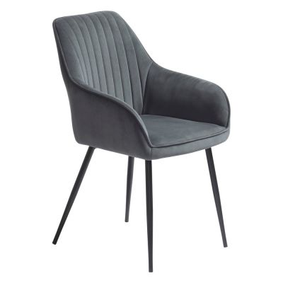 Scaune de dining gri cu cotiere 2 buc. din catifea Nolan Stripe – Unique Furniture
