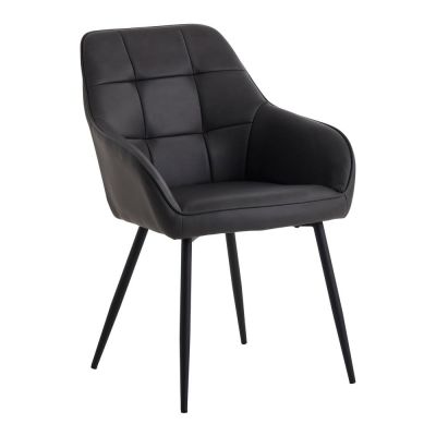 Scaune de dining gri-închis cu cotiere 2 buc. din imitație de piele Nolan Square – Unique Furniture