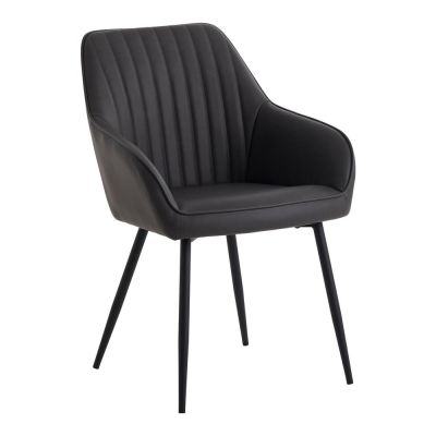 Scaune de dining gri-închis cu cotiere 2 buc. din imitație de piele Nolan Stripe – Unique Furniture