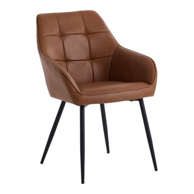 Scaune de dining maro cu cotiere 2 buc. din imitație de piele Nolan Square – Unique Furniture
