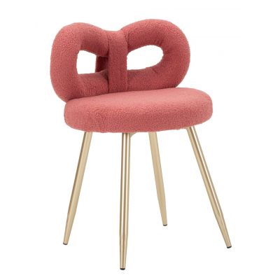 Scaunel Ilary Mini, Mauro Ferretti, 40x40x67 cm, MDF/fier/poliester, roz/auriu