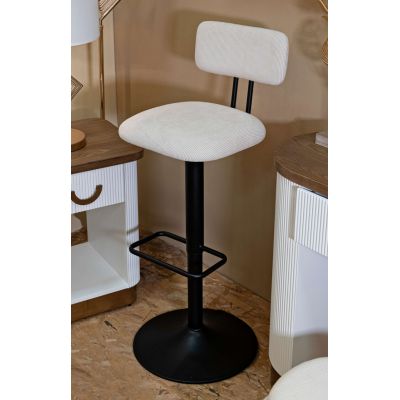 Set 2 scaune de bar Lift High White, Mauro Ferretti, 41x47.5x85 cm, inaltime ajustabila, fier/poliester, negru/alb