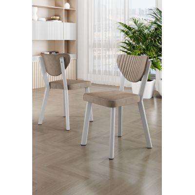 Set scaune 4 piese, Charlotte, Arfe, Cappuccino / Alb