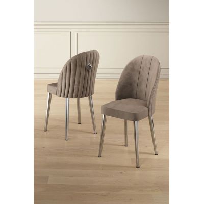 Set scaune 4 piese, Charlotte, Mara, Cappuccino / Chrome