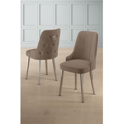 Set scaune 4 piese, Charlotte, Newa, Cappuccino / Chrome