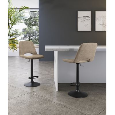 STONES Scaun cu ridicare pe gaz, acoperit cu material textil ușor de curățat. Picioare metalice vopsite. 45cm X 52cm H. 88,5/103,5cm | Aosom Romania