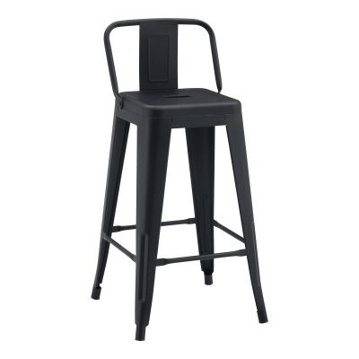 Taburet cu spătar de înălțime medie Utopia din metal Negru pakoworld 42x42x86cm 42x42