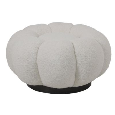 Taburet Nester  din material boucle in culoare alba D60x31cm