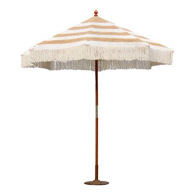 Umbrela de gradina Brilie, Pako World, Lemn, 2.7x2.6 m, Maro-Alb