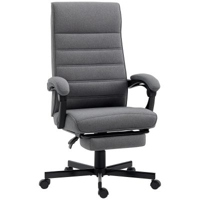 Vinsetto Fotoliu de birou pivotant inclinabil în material textil aspect lin, cu brațe înălțime reglabilă, gri | Aosom Romania