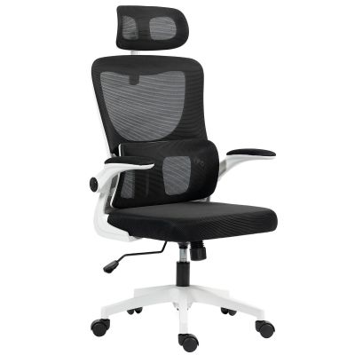 Vinsetto Scaun de Birou Ergonomic cu Tetieră Detașabilă Negru | Aosom Romania