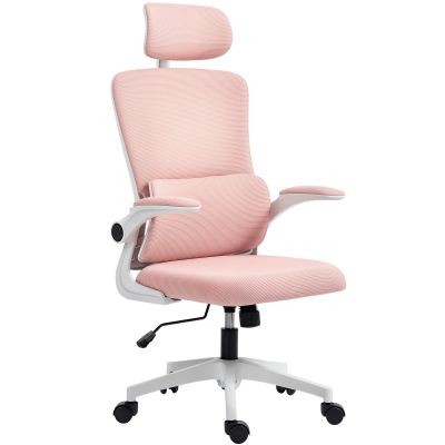 Vinsetto Scaun de Birou Ergonomic cu Tetieră Detașabilă Roz | Aosom Romania
