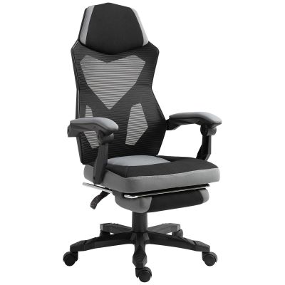 Vinsetto Scaun de Birou Ergonomic Reclinabil cu Suport Picioare Retractabil, Gri | Aosom Romania