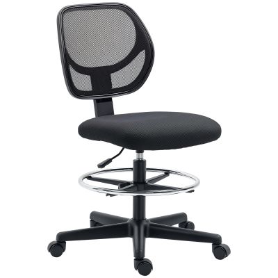 Vinsetto Scaun de birou înalt din plasă cu înălțime reglabilă 50-70 cm cu suport de picior pivotant la 360° negru | Aosom Romania
