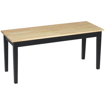 HOMCOM Banc din lemn pentru 2 persoane bicolore, cu șezut natural și picioare negre 102 x 36 x 45 cm | Aosom Romania