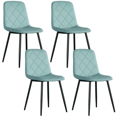 HOMCOM Lot de 4 scaune de sufragerie căptușite cu spătar înalt, picioare din oțel și material textil cu aspect de catifea, verde | Aosom Romania