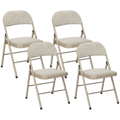 HOMCOM Lot de 4 scaune pliante scaune de sufragerie portabile cadru din oțel dim. 45l x 46A x 78Î cm bej | Aosom Romania