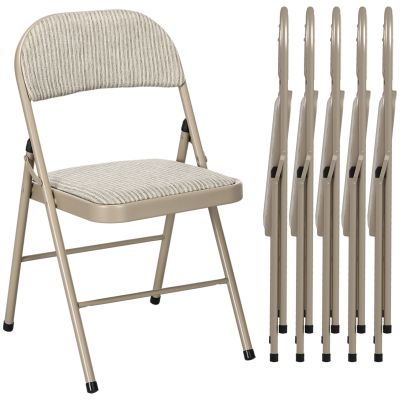 HOMCOM Lot de 6 scaune pliante scaune de bucatarie portabile cadru din otel dim. 45l x 46P x 78H cm bej | Aosom Romania