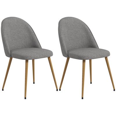 HOMCOM Pachet de 2 Scaune de Sufragerie Scaune de Bucătărie Tapitate cu Material Textil de In și Picioare din Oțel Capacitate 120 kg 50x52x83 cm Gri | Aosom Romania