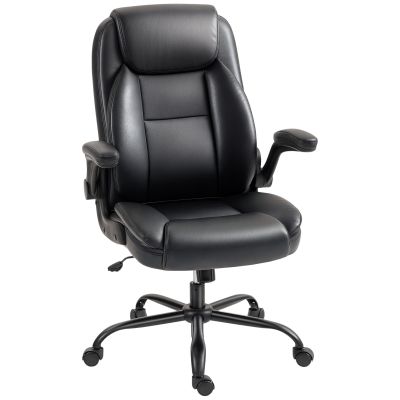 HOMCOM Scaun de birou cu brațe rabatabile, scaun de birou ergonomic, înălțime reglabilă, funcție de balans, negru | Aosom Romania