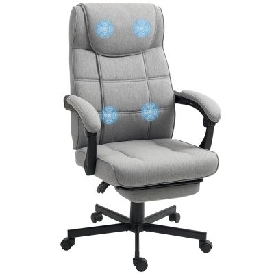 HOMCOM Scaun de birou cu funcție de masaj Scaun șefesc ergonomic cu funcție de relaxare Suport pentru picioare Gri | Aosom Romania