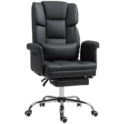 HOMCOM Scaun de birou ergonomic, înălțime reglabilă 48-56 cm, spătar reglabil, suport pentru picioare, Negru | Aosom Romania