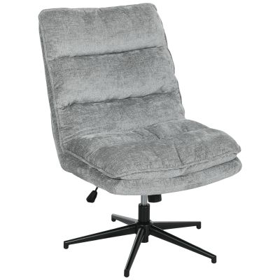 HOMCOM Scaun de birou fără brațe, scaun de birou învârtibil cu acoperire moale din material textil, inalțime reglabilă, picioare din oțel, Gri | Aosom Romania