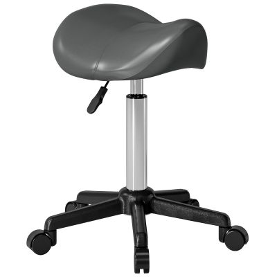 HOMCOM Scaun Pivotant tip Șa cu Roți Înălțime Reglabilă Piele Artificială Gri | Aosom Romania