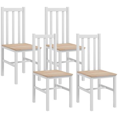 HOMCOM Set de 4 scaune de bucătărie, Scaune de masă Scaune de living, Lemn masiv, design modern, 38,5 cm x 47,5 cm x 99 cm, Natural | Aosom Romania