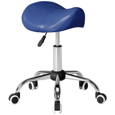 HOMCOM Taburet cu role, scaun de lucru cu înălțime reglabilă 49-61 cm și șezut ergonomic, 52x53x49-61cm, bleu | Aosom Romania