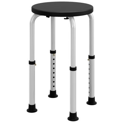 HOMCOM Taburet de Duș reglabil în Înălțime șezut de Duș Ergonomic Picioare antiderapante Capacitate Max. 136 Kg aluminiu HDPE Negru | Aosom Romania