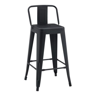 Scaun de bar Utopia, Pako World, Negru Mat, 42x42x86 cm