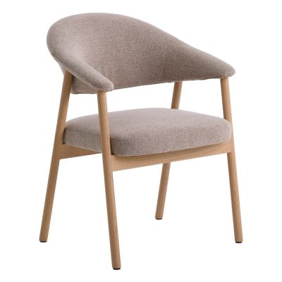 Scaune de dining bej cu cotiere 2 buc. din lemn de stejar Elk – Unique Furniture