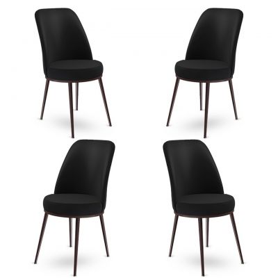 Set de scaune, Charlotte, Dexa, Metal, Negru/Maro