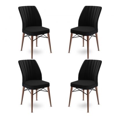 Set de scaune, Charlotte, Flex, Metal, Negru/Maro