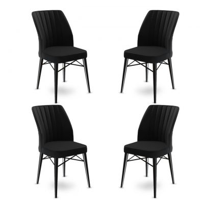 Set de scaune, Charlotte, Flex, Metal, Negru