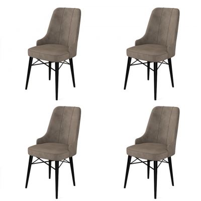Set de scaune, Charlotte, Pare, Metal, Cappuccino / Negru