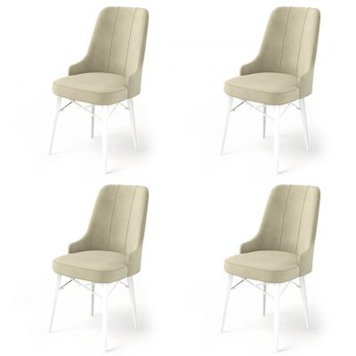 Set de scaune, Charlotte, Pare, Metal, Crem/Alb