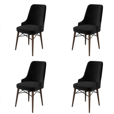 Set de scaune, Charlotte, Pare, Metal, Negru/Maro