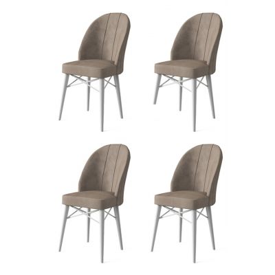 Set de scaune, Charlotte, Ritim, Metal, Cappuccino / Alb