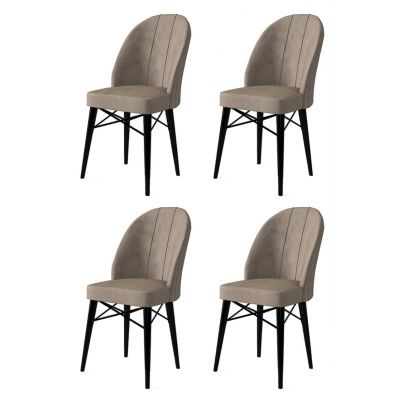 Set de scaune, Charlotte, Ritim, Metal, Cappuccino / Negru