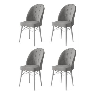 Set de scaune, Charlotte, Ritim, Metal, Gri/Alb