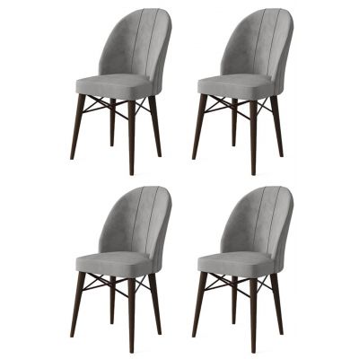 Set de scaune, Charlotte, Ritim, Metal, Gri/Maro