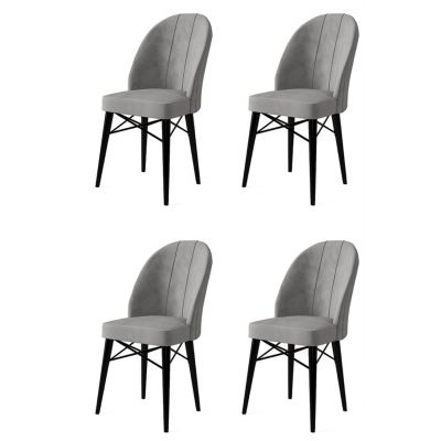 Set de scaune, Charlotte, Ritim, Metal, Gri/Negru
