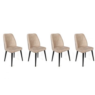 Set de scaune, Nmobb, Alfa-434 V4, Metal , Crem/Negru