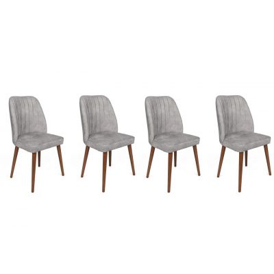 Set de scaune, Nmobb, Alfa-468 V4, Metal , Gri/Nuc