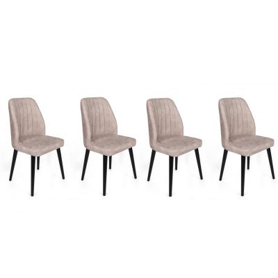 Set de scaune, Nmobb, Alfa-469 V4, Metal , Crem/Negru