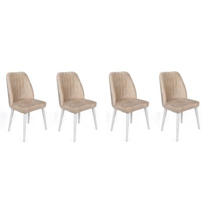 Set de scaune, Nmobb, Alfa-494 V4, Metal , Bej/Alb