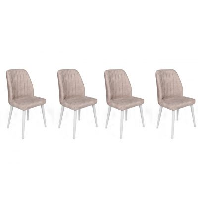 Set de scaune, Nmobb, Alfa-495 V4, Metal , Crem / Alb /